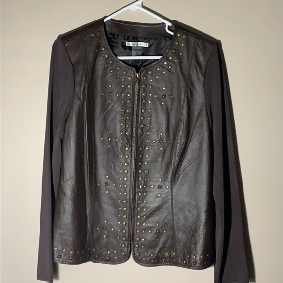 Peter Nygard Leather and Knit Jacket - Picture 1 of 4